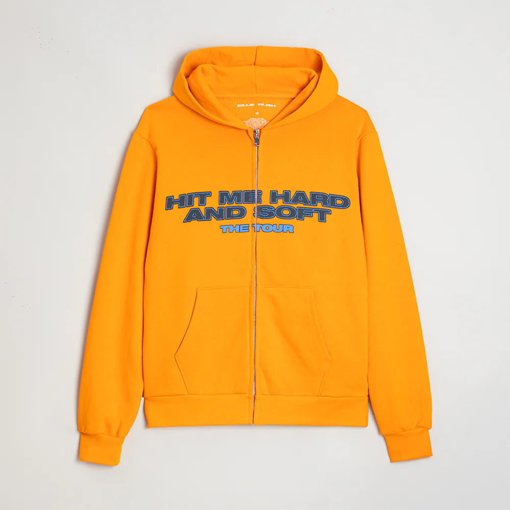 HIT ME HARD AND SOFT: THE TOUR Orange Dateback Zip Hoodie