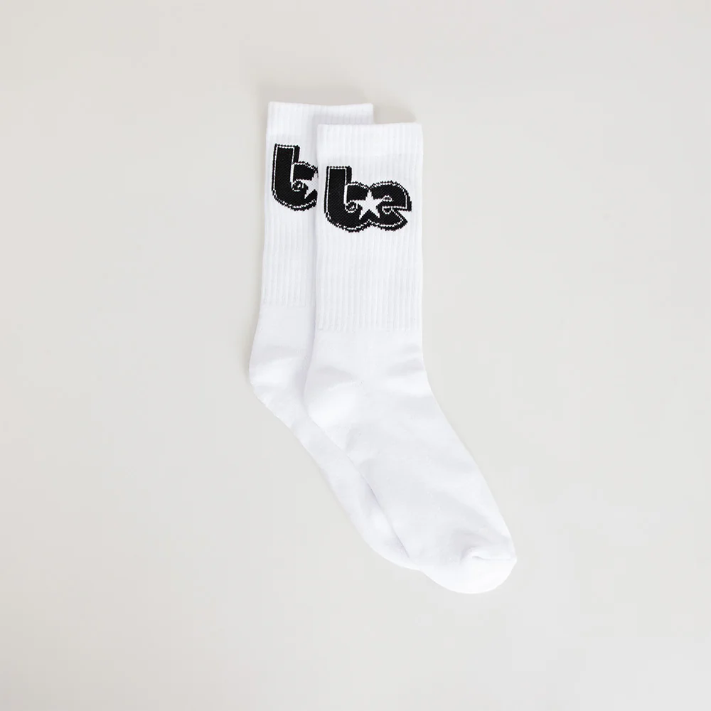 BE Star White Crew Socks