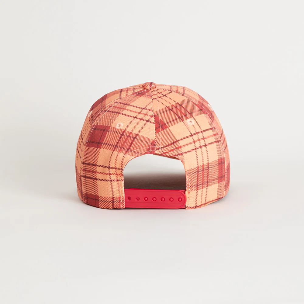 PLAID HAT WITH FELT LOGOS
